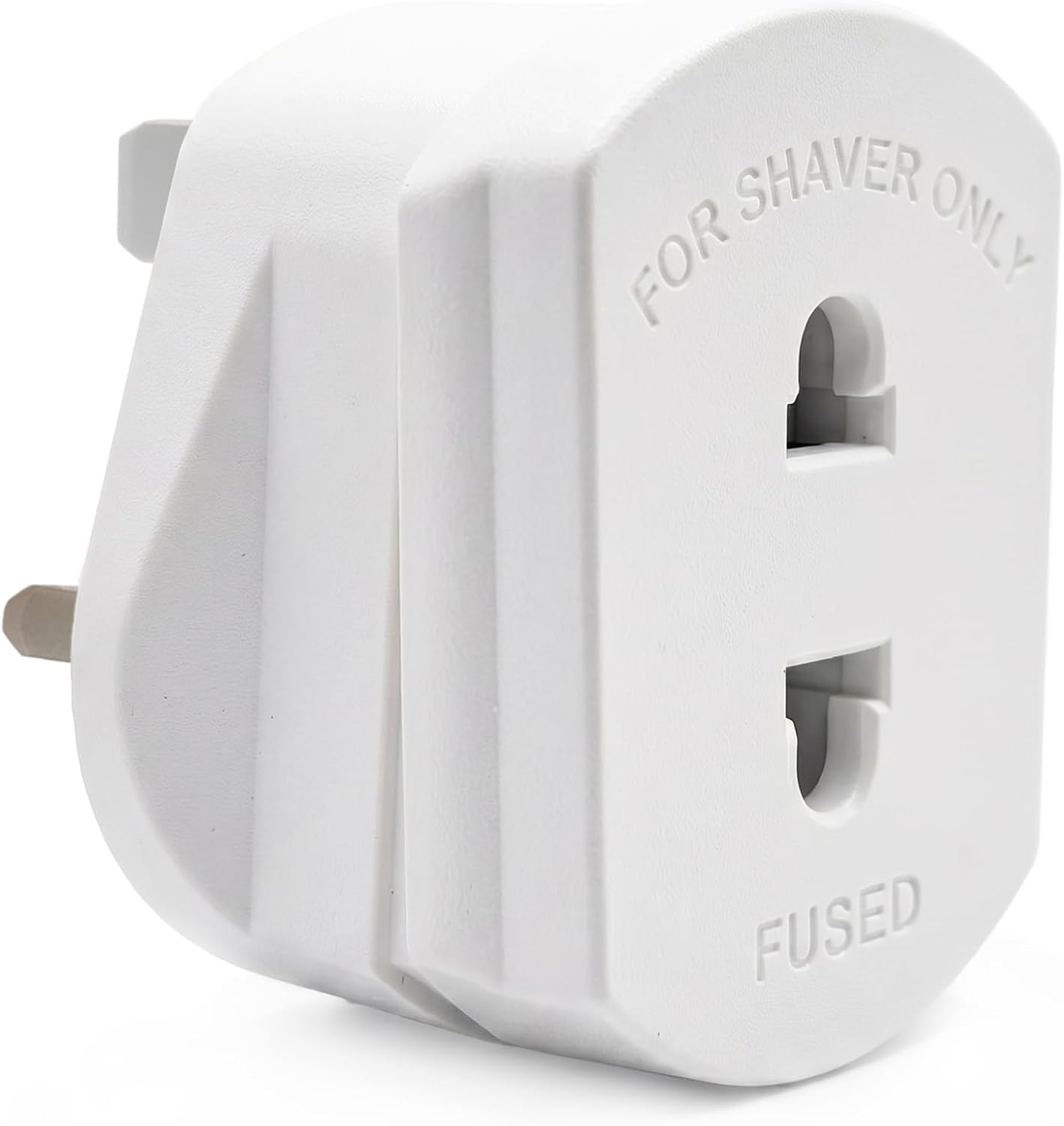 1-Pack UK Electric Toothbrush & Shaver Plug Adapter | 2-Pin to 3-Pin Bathroom Converter | For UK EU Round & US Flat 2-Pin Plugs | 1A Fused, Safety Shutters | Compatible with Oral-B, Braun, Philips