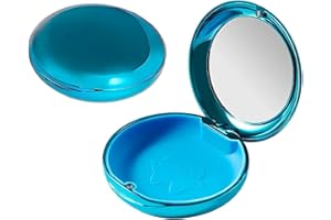 DIDATOOL Porta Apparecchio Denti, Custodia Apparecchio Denti Elettroplaccata con Specchio, Porta Bite Dentale Compatibile con Apparecchi Ortodontici Trasparenti, Paradenti (Blu)