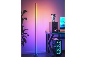 BEDEE Narożna Lampa Stojąca LED 165 cm, Sterowana Pilotem i Aplikacją, Dekoracja z 16 mln Kolorów, Atmosfera Muzyczna do Sypialni/Salonu/Restauracji/Sklepu