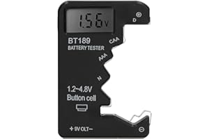 LUQEEG Tester Baterii, Wyświetlacz LCD Uniwersalny Kontroler Baterii do Baterii AA AAA 6F22 9V 1,5V, Tester Baterii do Baterii Domowych - Smal Electrical Equipment (Czarny)