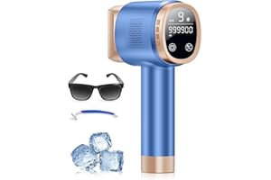 DEPLITE 21J Depiladora Laser con Función de Refrigeración, 600-1200NM Depiladora Luz Pulsada con 9 Niveles de Energía,Pantalla táctil LCD para Mujer y Hombre, Bikini, Axilas, Cara, Cuerpo Azul