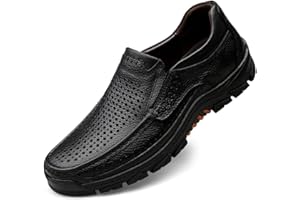 WNUKATO Mens Shoes Slip on Loafers Leather Causal Work Comfortable Walking Shoes