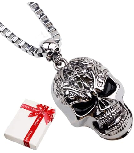 Collana con ciondolo a forma di teschio gotico pirata da uomo, in acciaio inox, con ancora da pirata, con ancora nautica, con spada incrociata, per ragazzi, punk, collana vintage con amuleto, NO