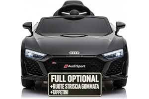 TOYSCAR Auto Macchina Elettrica 12V NEW Audi R8 Spyder per Bambini Led MP3 con Telecomando Sedile in pelle Nera