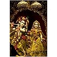 Dharvika Innovations Iskcon Radha Krishna Wall Poster, Vinyl, Self Adhesive, 12 x 18 Inch, Sparkle Lamination