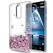Produktbild Handyhülle Nokia 8 Hülle Glitzer,LeYi Neu Original Handy Hülle Nokia 8 Case Cover Süße Frauen Mädchen Flüssig Bewegende Treibsand Transparent TPU Silikon Bumper Hard Smartphone Handyhüllen mit HD-Schutzfolie für Nokia 8 Case Cover Handy Hüllen ZX Rot Rosa Rosegold