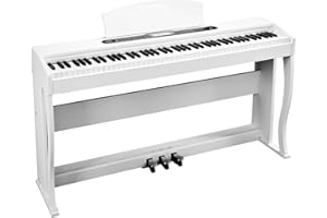 Bonnlo Digitalpiano mit 88 gewichteten Tasten, E-Piano Keyboard mit 3-Pedal-Einheit für Anfänger, MIDI-USB, Doppel-Bluetooth, LCD-Display, Stereolautsprechern, 800 Klänge und 200 Rhythmen, Weiß