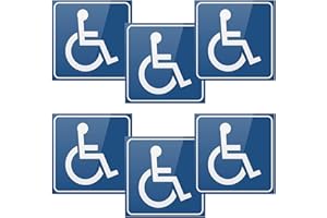 VIOLOTORIS 6Pcs Disabled Car Stickers, Blue Disabilities Vinyl Stickers, Highly Adhesive and Waterproof Wheelchair Stickers Sign, for Car Bus Car Wheelchair(7.62cm/3inch x 7.62cm/3inch)