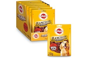 Pedigree Ranchos Snack para Perro, Sabor Ternera (Pack de 7 x 70g)