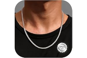 YADOCA 925 Sterling Silver Chain Mens, 3mm/5mm Thick Cuban Chain for Men Sturdy Mens Silver Chain Hypoallergenic Men's Necklace Jewelry for Boy 18/20/22 Inch