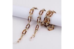 QQLADY Catena con Bottoni in Acrilico Color Ambra Catena per Occhiali da Vista Maschera Anti-smarrimento Occhiali da Sole appesi Cordini Tenere la Collana con la Corda