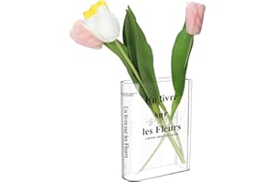 ‎ALFTEK Book Vase, Tulpenvase, Klare Buchvase, Acryl Buch Vasen, Klare Buchblumenvase, Transparente Buchvase für Blumen Schlafzimmer Tischdeko Wohnzimmer Büro, Bücherform Blumenvase Minimalistische