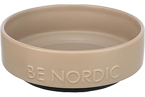 TRIXIE Ciotola per cani in ceramica BE NORDIC 500 ml tortora – moderna ciotola per cani di piccola taglia Ø 16 cm ciotola in ceramica con rivestimento in gomma antiscivolo – 24526