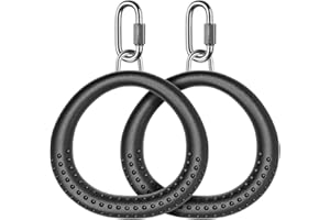 ‎DOLIBEST Dolibest Turnringe, Runde Schaukelringe Trapezring Kunststoff Fitness Gymnastik Ringe Kletterringe mit Karabiner for Outdoor Spielplatz Hindernisparcours Klettergerüst