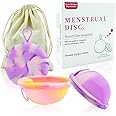 YANGUN Menstrual Discs, 2 Pack Reusable Menstrual Disc, Reusable Period Disc with Storage Bag, Medical Grade Silicone Menstrual Cups, Comfortable, Leak-Proof Period Protection, Use Up to 12 Hours
