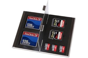 King of Flash Anti-shock Waterproof Silver Stainless Steel Metal Memory Card Case Holder Hard Storage 2 x SD SDHC SDXC (Secure Digital) 3 x Micro SD and 2 x CF (Compact Flash) Card