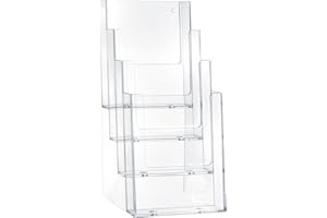 Helit H2352002 - Porta brochure da tavolo "the helpdesk" 4 x formato DIN C6, Trasparente