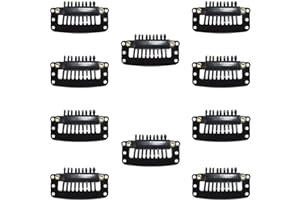 LMYZCBZL Klipsy do peruki, 10 klipsów do przedłużania włosów, metalowe klipsy w kształcie litery U, czarne, 9 zębów, klipsy grzebieniowe do przedłużania włosów