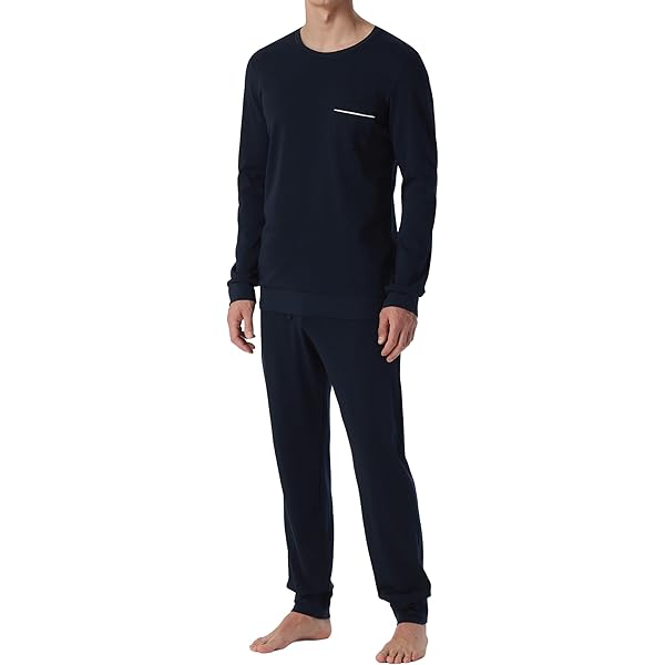 Pyjama long jacquard patte de boutonnage noir - Modern Nightwear