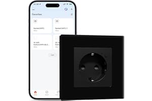 BSEEDLIFE Enchufe Inteligente WIFI de Cristal,1 Gang 86 * 86mm,Smart WIFI Enchufe Pared Empotrada,Remoto Control por Aplicación,Compatible con Alexa/Google,2,4 GHz,Negro