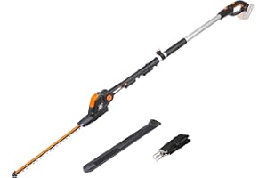 WORX Cortasetos con pértiga telescópica 20V Máx. | PowerShare | WG252E.9 | No Incluye batería ni Cargador | 45 cm de Peine | 3,6 Metros de Altura de Corte | Correa Ajustable