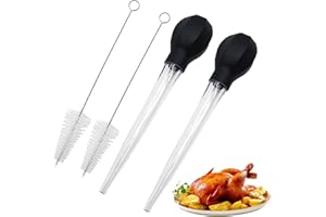 Wmzjnljy 2pcs Turkey Baster Baster for Cooking Turkey Oil Dropper with Cleaning Brush Turkey Bacon for Oiling and Marinating Turkey Beef Pork Fish(M58-2)