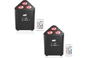 ZonQoonz 2PCS Par LED RGBW Ricaricabile con 4400mAh Batteria, 3 LED Luci da Discoteca Supporto Telecomando/DMX Controllo per Matrimonio Discoteca DJ Disco