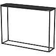 URBNLIVING Wooden Hallway Console Table with Metal Legs (Black)