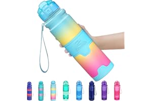 ZOUNICH Botella Agua Deporte Botellas Agua Niños sin BPA, Reutilizable Tritan Plástico Ecologica con Filtro, 400ml/500ml700ml/1l, Cantimploras para Gimnasio, Bicicleta, Colegio, Oficina, Viajes