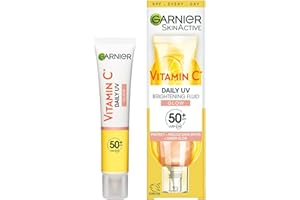 ‎GARNIER Garnier Vitamin C Tägliches Sonnenfluid, LSF 50+, Schützt und korriegiert Schäden durch die Sonne, Gleicht den Hautton aus, Für Gesicht & Hals, Vegan, Für alle Hauttypen, Daily UV Glow, 40 ml