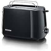 SEVERIN Automatic Toaster, Toaster with Roll Attachment, Toaster with Crumb Drawer and 700 W Power, Black, AT 2287