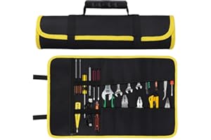WINDFROMORT Werkzeugrolle Schraubenschlüssel Rolltasche, Werkzeug Rolltasche, Mehrzweck Werkzeug Rolltasche, Autositz Aufbewahrungstasche mit Reißverschlusstaschen für Auto Motorrad Elektriker - Schwarz