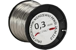 CENTRUM PSZCZELARSKIE ŁUKASIEWICZ Edelstahldraht für Rähmchen - 0,3 mm - Länge: ca. 425 m - Spule 250 g - Rostfrei - Draht für Bienenstockrahmen - Imkerei - Landwirtschaft - Industrie