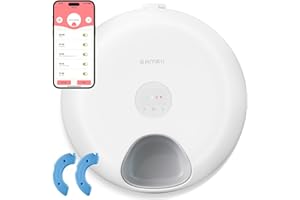 GAMKII APP Control WiFi automatyczny karmnik dla kotów do mokrej karmy, 6 posiłków, dozownik karmy dla kotów z 2 opakowaniami na lód, taca na żywność ABS i programowalny timer, automatyczny podajnik