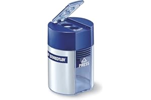 Staedtler Noris 512, Taille-crayon de haute qualité à deux usages, Pour crayons à papier et crayons de couleur standards, Avec réservoir cylindrique et fermeture hermétique, 512 001 - 1 unit