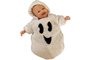 Nicoxijia Newborn Baby Girl Boy Halloween Ghost Costume Long Sleeve Hoodie Romper Jumpsuit Fall Winter Baby Halloween Outfit