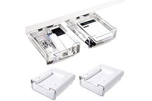 BINYI Organizer Cassetto Adesivo Sotto Scrivania Accessori 2 Pezzi Fit Desk Organizzatore Nascosti Autoadesivo Scorrevole