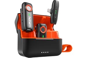 hohem MIC-01 Micrófono inalámbrico de Solapa para iPhone iPad, Certificado MFi, grabación de Dos Canales, grabación de Sonido 360°, Tiempo de Uso 20H, cancelación de Ruido DSP, para Vlog, Youtube