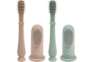 UILYNIU 4 Pezzi Silicone Spazzolino da Denti per Neonati, Spazzolino Bambini da Dito, Lingua Cleaning Neonato, Set Cura Dentale per Bambini