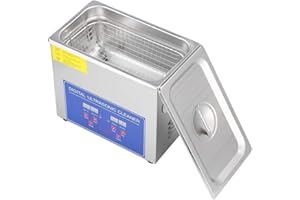 WAKECTS Nettoyeur à ultrasons professionnel, Écran affichage LED avec minuteur numérique pour bijoux, montres, Machine de nettoyage à ultrasons en acier inoxydable (2L)