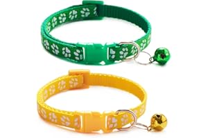 Quesuc 2pcs collari per gattini morbidi e regolabili con campana da con striscia in nylon a forma di cuore per gatti cuccioli gattini Collari per Gatti Antistrozzo con Campanellino e Fibbia Sicurezza