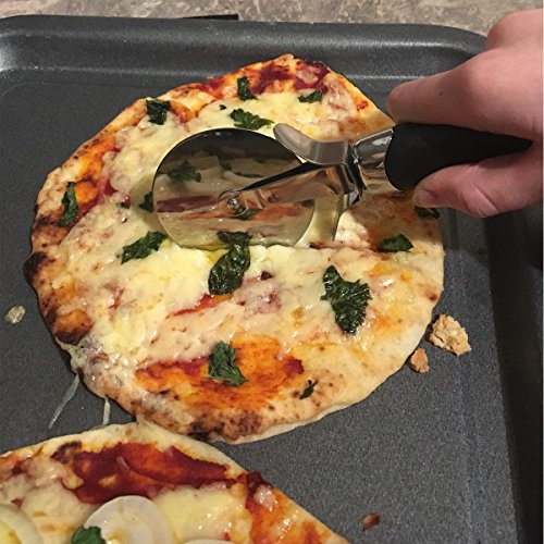 Pizzaschneider | Hochwertiges Pizzamesser aus Edelstahl, Spülmaschinenfester Teigschneider, Pizzaroller - 6
