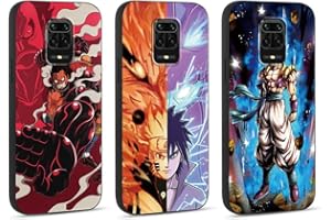 Eouine 3 Piezas Funda para Xiaomi Redmi Note 9 Pro/9 Pro MAX/Note 9S 4G 6.67'' AnimeCute Dibujos Protector y y Sasuke Diseño Cover, Antichoque Carcasa Suave TPU para Redmi Note 9S 4G