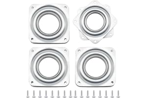 Hocansen 4 Pezzi Piastra Girevole 3x3 pollici Cuscinetti a Sfera Portanti 360 Gradi Quadrata Cuscinetta Girevola in Metallo Piatto Rotante Cuscinetti per Sgabello Tavolo e Monitor (71x71MM/ZC)