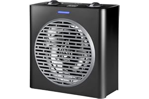 BLACK+DECKER BXSH2003E | kompaktowy grzejnik o mocy 2000 W | regulowane poziomy mocy | 3 tryby pracy | regulowany elektroniczny termostat | system zabezpieczający przed przewróceniem | czarny matowy i