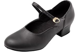 Asyusyu Cuban Character Shoes Low Heel Character Dance Shoes for Women