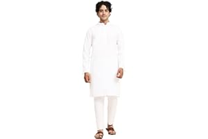 SKAVIJ Herren Tunika Baumwolle Kurta Schlafanzug indisch Yoga Zwanglos Kleid Satz