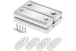 Wukong 4 Pack Rectangular Neodymium Magnets, Heavy Duty 20kg, 40 x 13.5 x 5 mm with Countersunk Hole for Home, Industry Tools, Wall Board with Screws