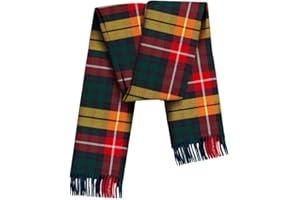BRAW CLANS TARTANS 100% Pure Lambswool Tartan Scarves - Unisex Winter Warmer for Men and Women - Multipurpose - Gift for Him/Her - Various Checkered Plaid Scarf - 12x60 Inches