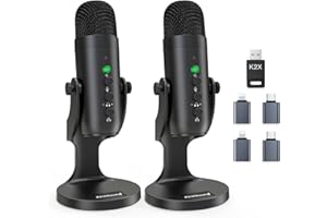zealsound Kit microfono wireless per podcast USB 2 in 1 per PC/iPhone, microfono a condensatore plug & play con cancellazione del rumore, per registrazione di giochi solo/dual stream ASMR TikTok su